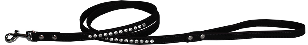 Clear jewel pet leash 1/2" wide x 6' long Black
